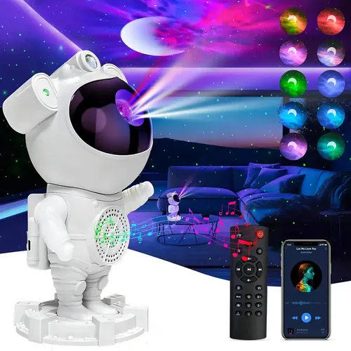 Projetor Astronauta LUZTUDO com Caixa de Som Bluetooth, Luminária...