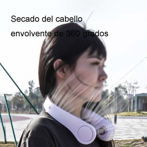Ventilador De Cuello Portátil Recargable Con 3 Velocidades Blanco