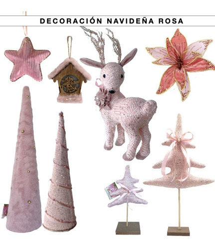 Imagen 7 de 10 de Árbol Rosa Grande Papa Noel Adorno Decoración Navideña