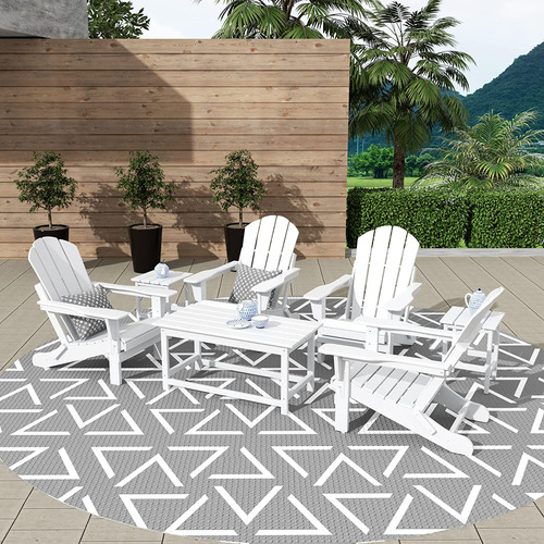 Mesa De Jardín De Madera De Polietileno Blanco Marfil