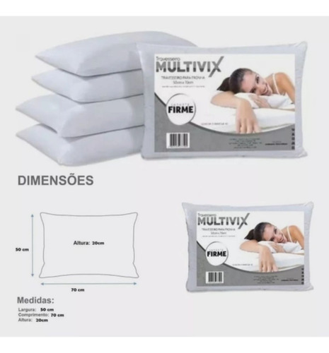 Travesseiro Mácio Capa Firme Matelada 50cm X 70cm - Branco