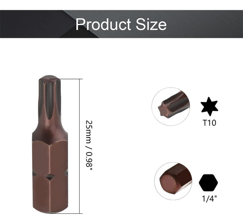 12pcs T20 Torx Destornillador Bits Pulgadalargo 1/4 Pulgadas