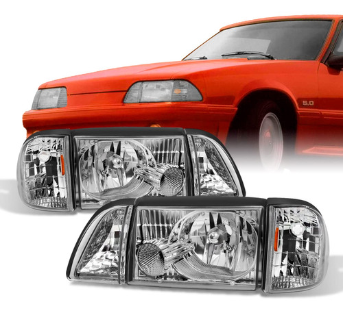 Para Faro Delantero Transparente Mustang Luz Esquina 6 Pieza