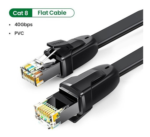 Imagen 2 de 5 de Cable De Red Lan Ethernet Rj45 Cat8 40gbps Ugreen 2m 2 Mts