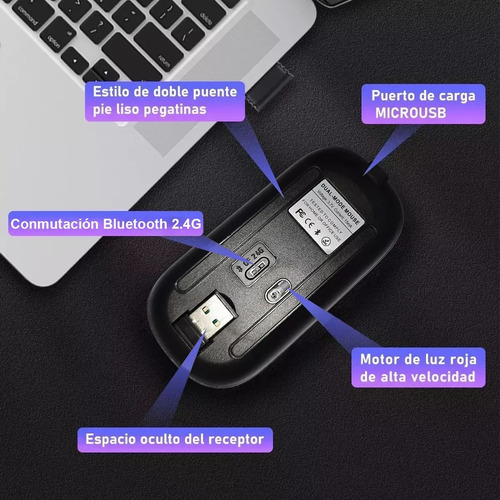 Mouse Inalámbrico Silencioso Ratón 2.4g Receptor Usb Portáti