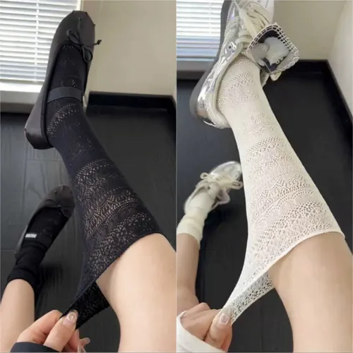 2 Pares De Calcetines De Verano Con Encaje Hueco En Forma De