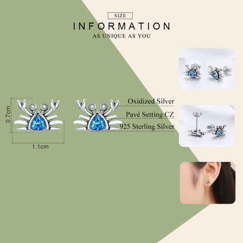 ª Pendientes Little Crab S925 De Plata De Ley