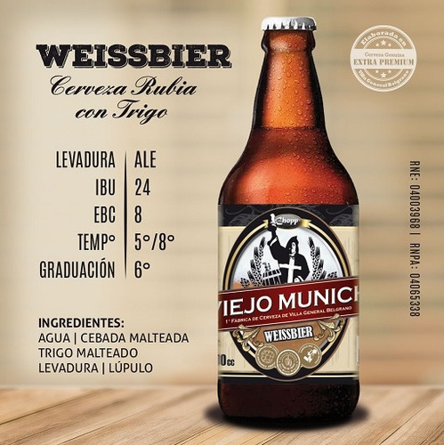 Cerveza Viejo Múnich 6x500cm3 Artesanal + Maní X500gr Regalo