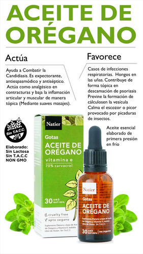 Aceite Esencial De Orégano 30 Ml - Natier