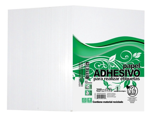 Papel Adhesivo Carta Brillante Etiquetas 200 H Laser Inkjet*