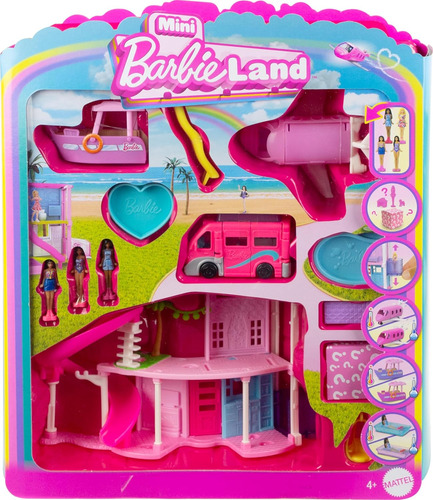 Barbie Mini Barbieland Dreamhouse Y Juego De 3 Vehículos Con