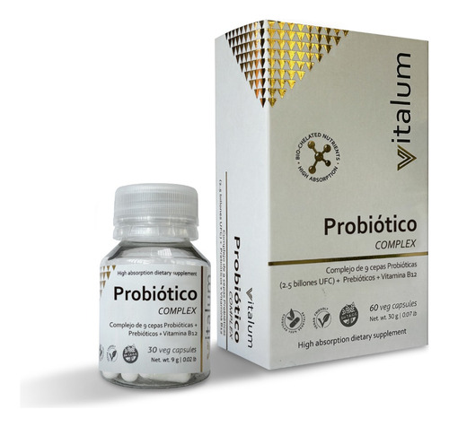 Probiotico 9 Cepas + Prebioticos+vitamina B12 Vitalum 30 Cap Sabor Sin sabor