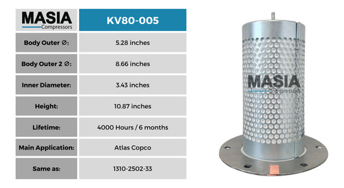 Filtro Separador Para Compresor Atlas Copco 1310-2502-33