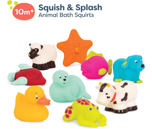 Set X9 Animalitos Juguetes De Goma Para El Agua Bebes 10m+