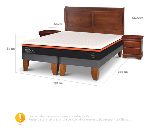 Cama Europea Bee Comfort 2p Bd Miro S/t Blanco