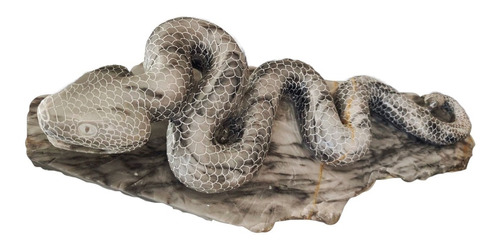 Escultura Serpiente Cascabel, Onix Gris.