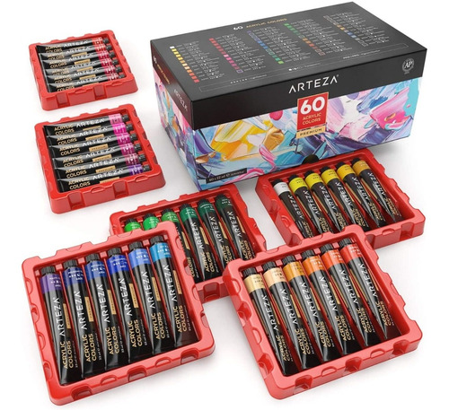 Set De 60 Pinturas Acrílicas Profesionales - Tubos De 22ml