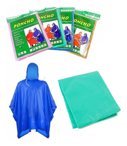 Poncho Azul Ligero Impermeable Evite La Lluvia