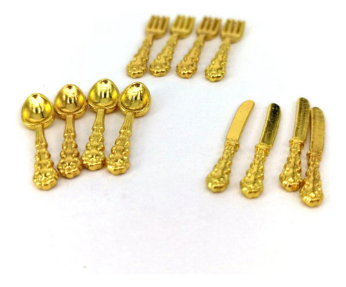 4 Juego De 12 Cucharas De De Aleación Para Dorado