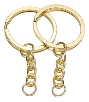 Comprar Argola Chaveiro C\u002F Corrente 28mm + Elo 8mm 100 Pçs - Dourada