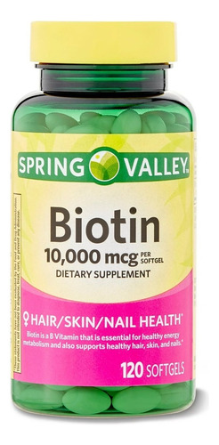 Biotina 10.000 Mcg Spring Valley® - 120 Capsulas - Eua