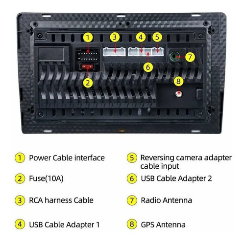 Radio Auto 2 Din Sistema Android 10 Gps Wifi 8'' Pulgadas