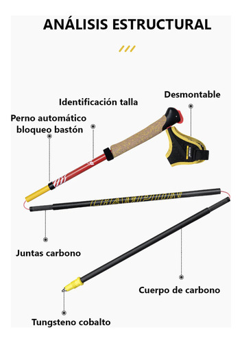 Bastones Fibra De Carbono Trekking Trail Running Plegables 2pcs 125cm