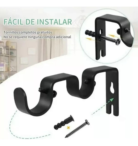 Soporte Set 3 Cortinero Doble Para Pared Ajustable Gancho