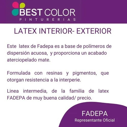 Pintura Latex Interior Exterior 20 Litros Fadepa