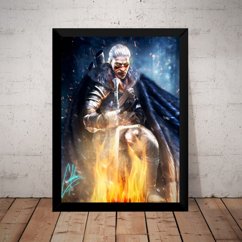 Quadro Arte The Witcher 3 Wild Hunt Game Poster Moldurado