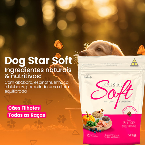 Ração Macia Dog Star Soft Filhotes Kit 2un Super Premium