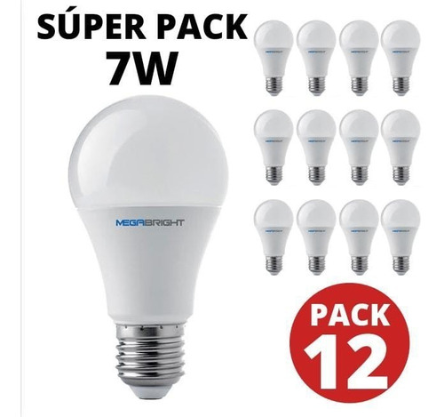 Ampolletas 7 Watts Led Eco E27 Clásica Pack 12 Ampolletas