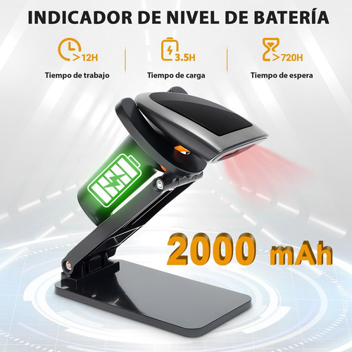 Escáner Código De Barras Bluetooth 2d 1d Con Soporte Y Usb