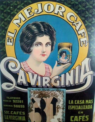 Antiguo Cartel Almanaque Publicidad Cafe La Virginia Cartón 