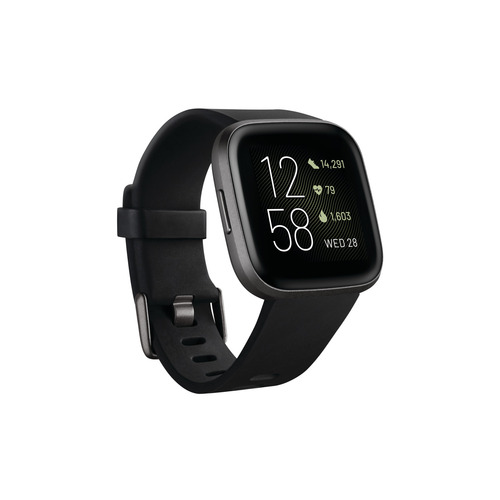 Imagen 2 de 6 de Smartband Fitbit Versa 2 caja de aluminio carbon aluminium, malla black de silicona FB507