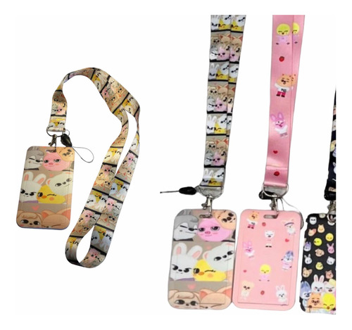 Lanyard Cinta + Porta Credencial Estilo Animalitos Kawaii