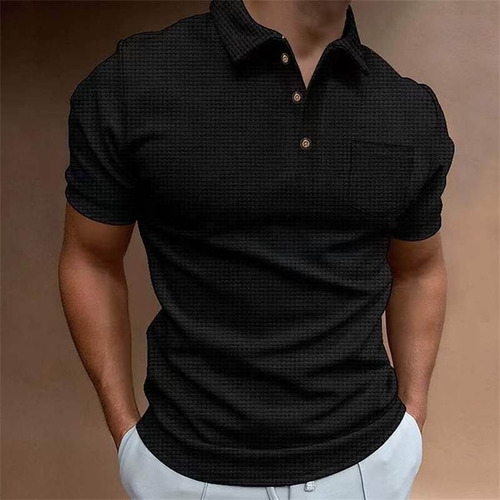 Jersey Casual Liso Con Botones A La Moda Para Hombre, Talla