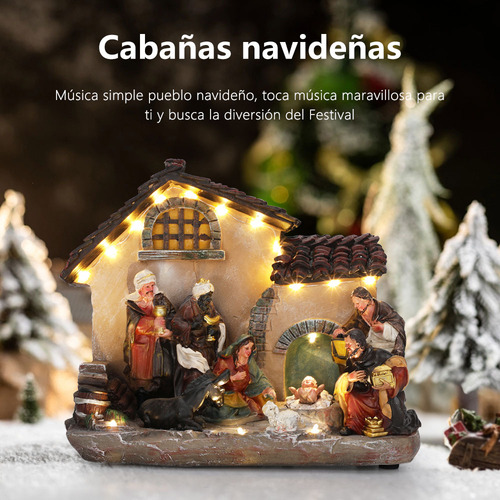 Pesebre Nacimientos Resina Para Navidad Con Luz Led