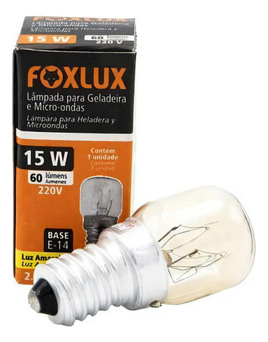Lâmpada Halógena Geladeira/microondas 15w 220v E14 - Foxlux