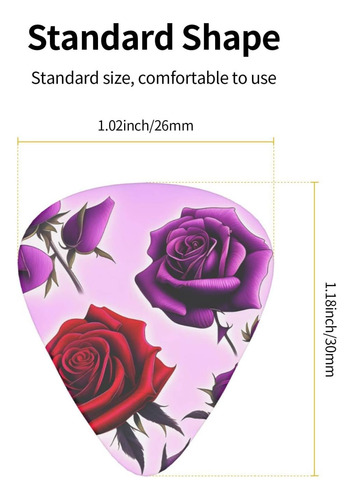Juego De 12 Púas De Guitarra De Rosas Rojas Y Moradas ...