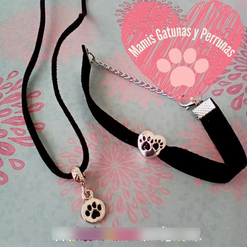 Imagen 4 de 4 de Choker Cuello Gargantilla + Pulsera Estilo Patica Mascota