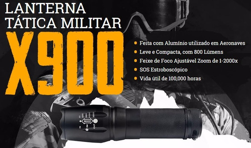 Lanterna Tática Militar 800 Lúmens X900 Original Novo Jl-xt