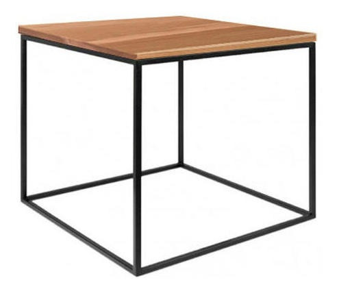 Mesa Cubo 50x50 Negra Con Madera Lenga