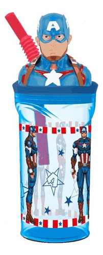 Vaso Sorbete Infantil 360ml Con Figura 3d Escolar Color Capitán América
