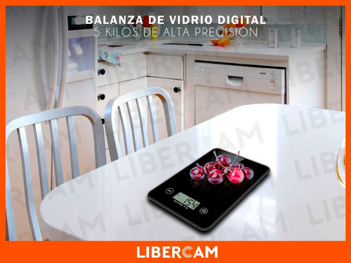 Imagen 7 de 7 de Balanza Alimentos Cocina Digital 1gr A 5kg Vidrio Blanco/neg Capacidad máxima 5 kg Color Negro