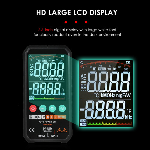 Imagen 3 de 10 de Multímetro Digital Lcd 3.3in 6000 Recuentos True Rms