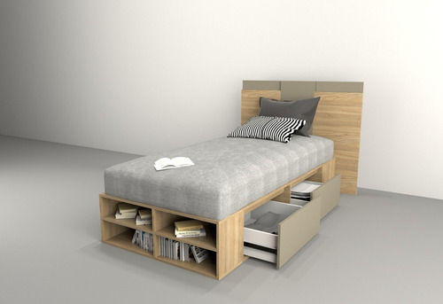 Cama 1 1/2 Pza Box Juvenil Tables 6440 90cm 4 Cajones