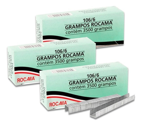 Kit 3 Caixas Grampo 6mm 106-6 Polido P/ Grampeador Rocama