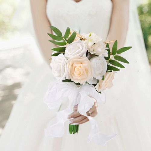 Ramo De Rosas De Seda De 11,4 Pulgadas Para , Ramo De Boda