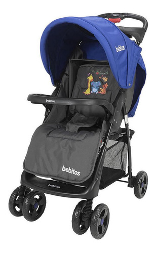Carrinho de bebê de paseio travel system Bebitos Safari Cochecito con huevito travel system azul com chassi de cor preto
